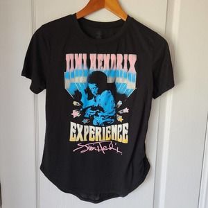 Jimi Hendrix Womens Black T-Shirt M Blouse Short Sleeve Band Graphic Crew Neck